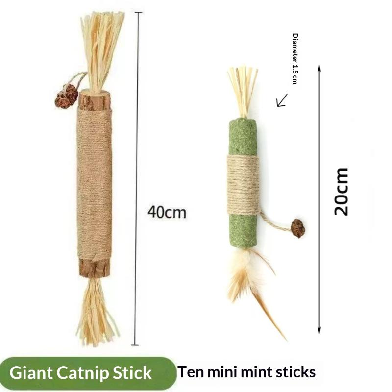 1/2PC Cat Toy Made Of Woody Smartweed Knotweed Teething Sticks Insect Gall Raffia Sisal Rope Teeth Cleaning Toy Cat TeasingStick