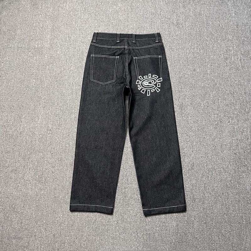 ZYLLO Neue Jeans Hochwertig Bedruckte Stickerei Straight Jeans Schwarze Hose Herren Jeans Druck Trend Streetwear Jeans Herren