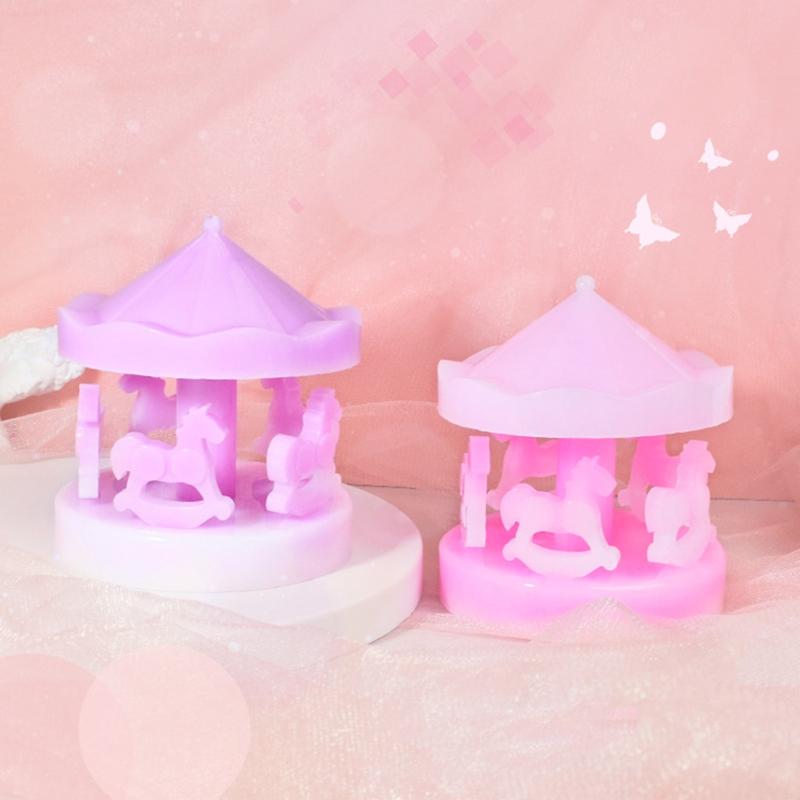 Silicone Mold for Carousel Horse Making Merry-Go-Round Decorating Mold Birthday Gifts Baby Shower Decorations Supply