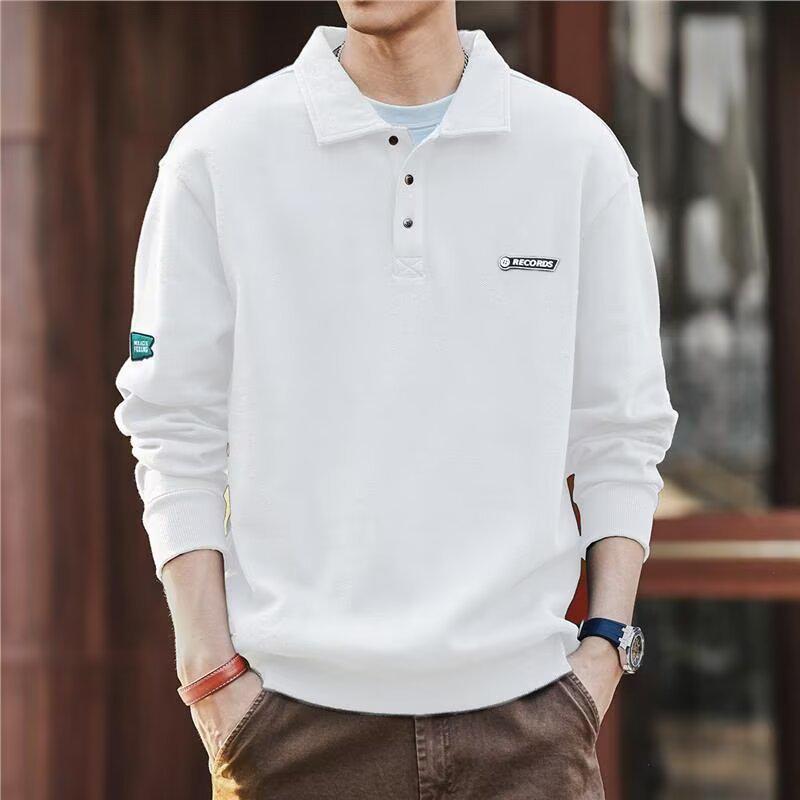 2025 Spring/Autumn Korean Style Trendy Polo Collar Hoodie: Youthful Men's Fashion, Loose Fit, Casual Long Sleeve Top