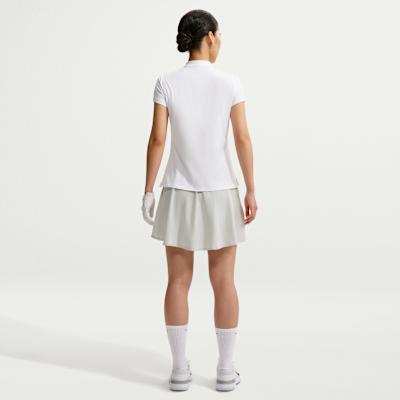 Nike DRI FIT UV Golf Clothing Women's White/Black Polo Collar Moderate