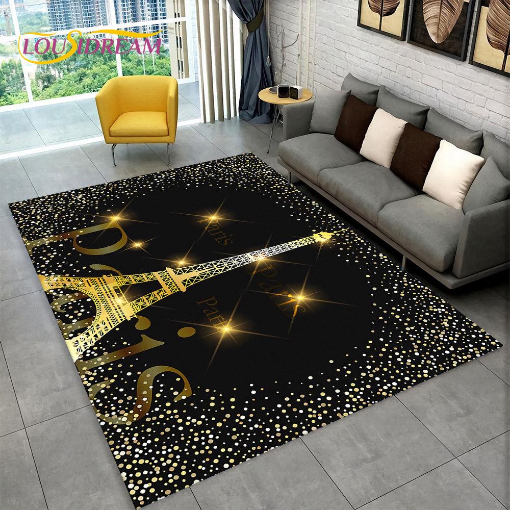 France Paris Eiffel Tower Romantic Art Area Rug,Carpet Rug for Living Room Bedroom Sofa Doormat Kitchen Decor Non-slip Floor Mat