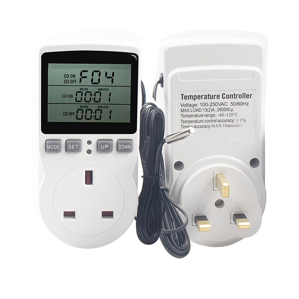 Digital Thermostat Outlet Plug Temperature Controller Heating Cooling with Probe