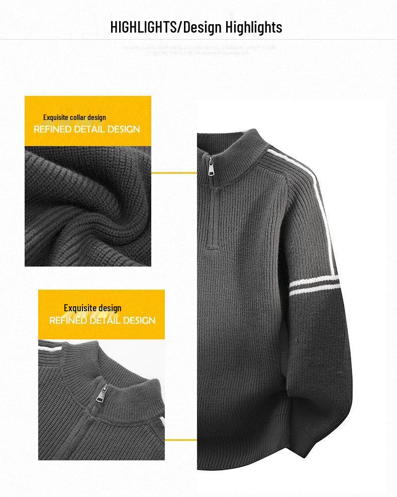 Half-Zip Stand-Collar Sweater for Boys: Autumn/Winter Style for Teens - Knit Base Layer Fashion