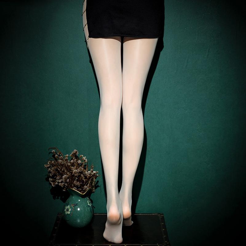 Sexy Women Oil Shiny Lingerie Open Crotch Stockings Elastic Hot Ultrathin Bling Tights Clubwear Female Glossy Pantyhose Clothing