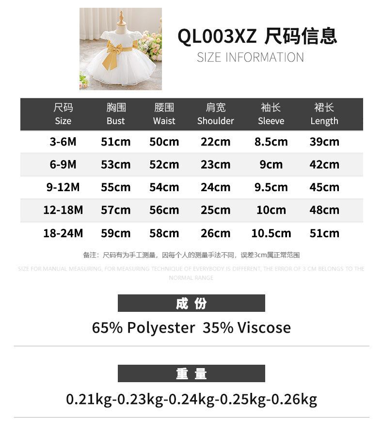 0-3Y Christmas Dress Newborn Baptism Wedding Dress for Baby Girl First Birthday Party Wear Toddler Girl Christening Gown Clothes QL003