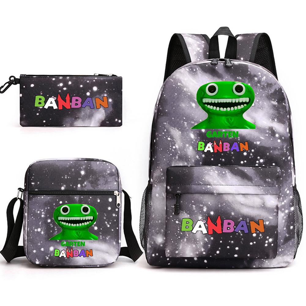 Three-piece Foreign Trade Schoolbag Casual Canvas Backpack Male and Female Students Backpack Printing