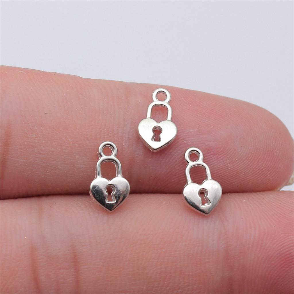 

Keys Locks Security Padlock Charm Antique Bronze Zinc Alloy Jewelry Making Supplies Necklace Making Accessory Charms A17-20pcs-11x6mm