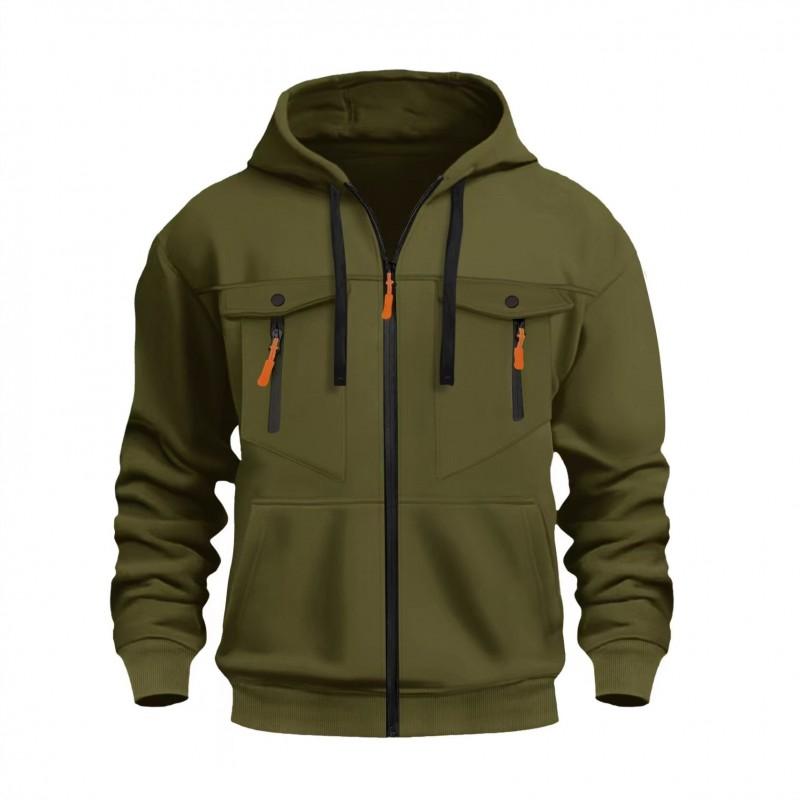 Mens New Fall Winter Hooded Sweatshirt Casual Trendy Zip Pullover Loose Fit Streetwear