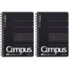 KOKUYO Campus Twin Ring Grid Set of 2 Notebook, Ruled, Cut-off, A6, (SU-T153S5-DX2SET)