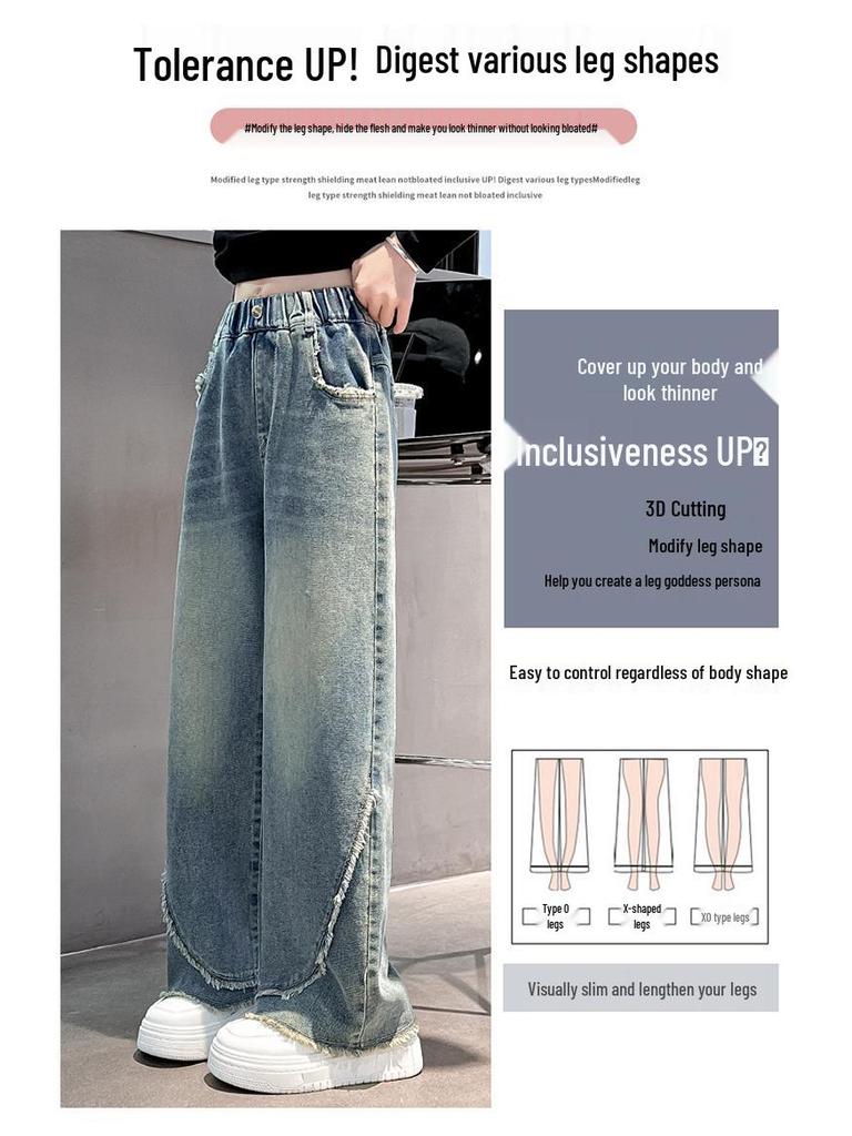Herbst 2025 Mädchen Wide-Leg Jeans für 7-16 Jahre - Lockerer, Straight-Leg Schnitt