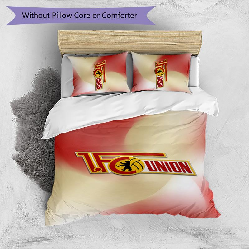 Set Lenzuola 3 Pezzi Stampato Union Berlin FC Traspirante Copripiumino con Federe Biancheria da Letto Decorativa per Camera da Letto Casa