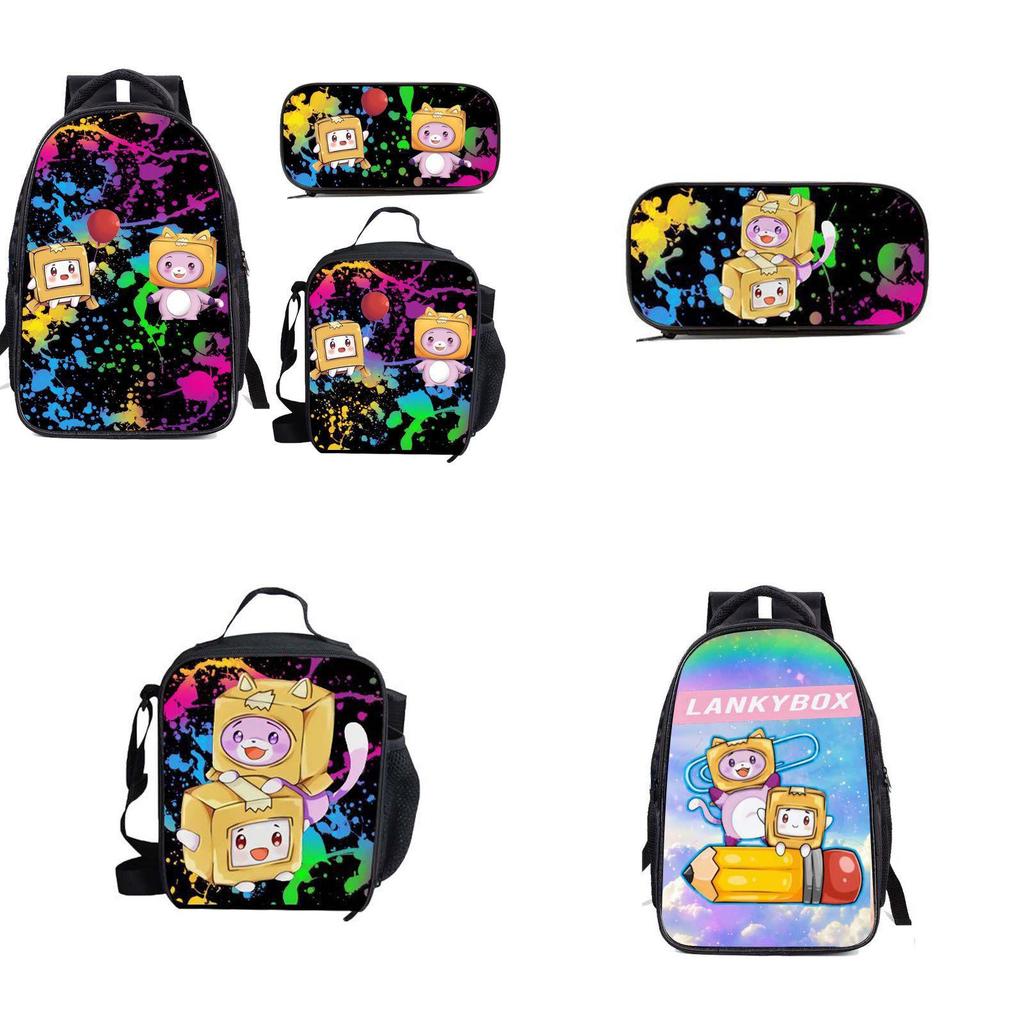 Lankybox Cartoon Lunch Bag Set 3 Piece Shoulder Backpack Package