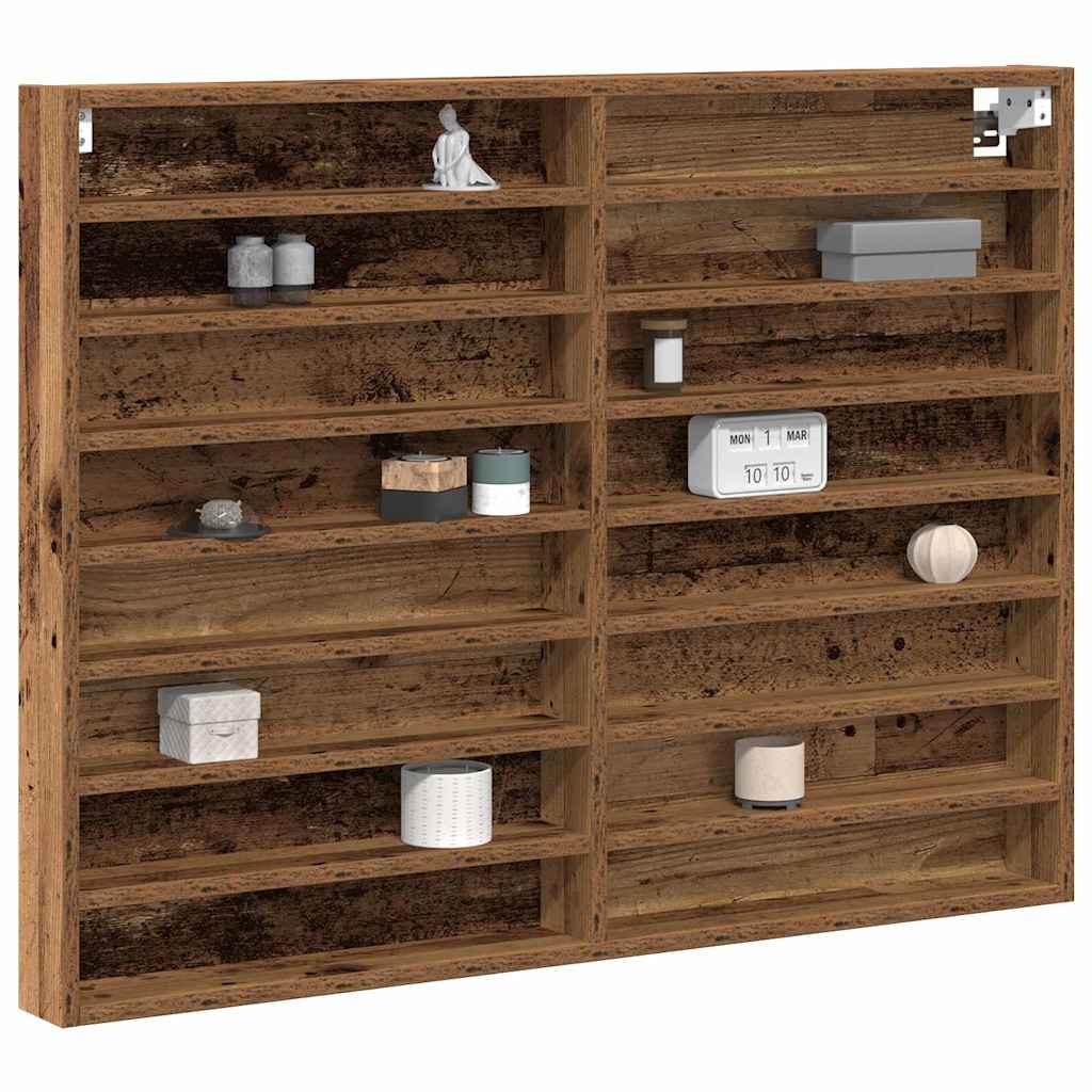 Antiker Holz-Vitrinenschrank mit Regal 100 x 8,5 x 75 cm Holzwerkstoff