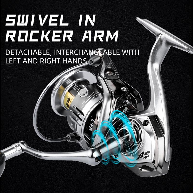 BEARKING Brand New Arrival Saltwater Fishing Reel Spinning 1000-6000 9+1BB 5.2:1 Max Drag 12KG Water-Proof Reels