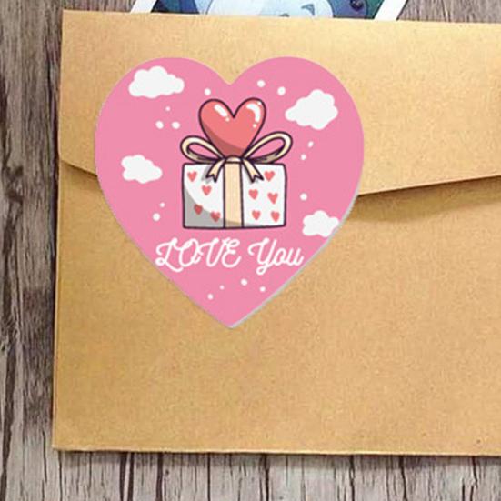 1 Roll Label Sticker Self-adhesive Strong Stickiness Thank You Heart Pattern Sticker Snowflake Label for Valentine's Day