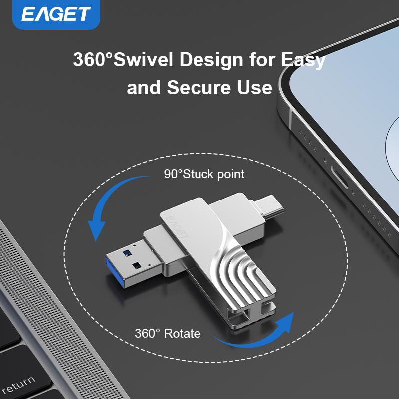 EAGET USB 3. 2 Type C To USB Flash Drive Pen Drive  2 In 1 USB 3.2 Memory Stick Flash Disk Type-C Pendrive