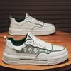 New Shoes for Men Leather Casual Shoes Trend Checked Flat Skateboard Shoes Youth Cool Lace-up Sneaker