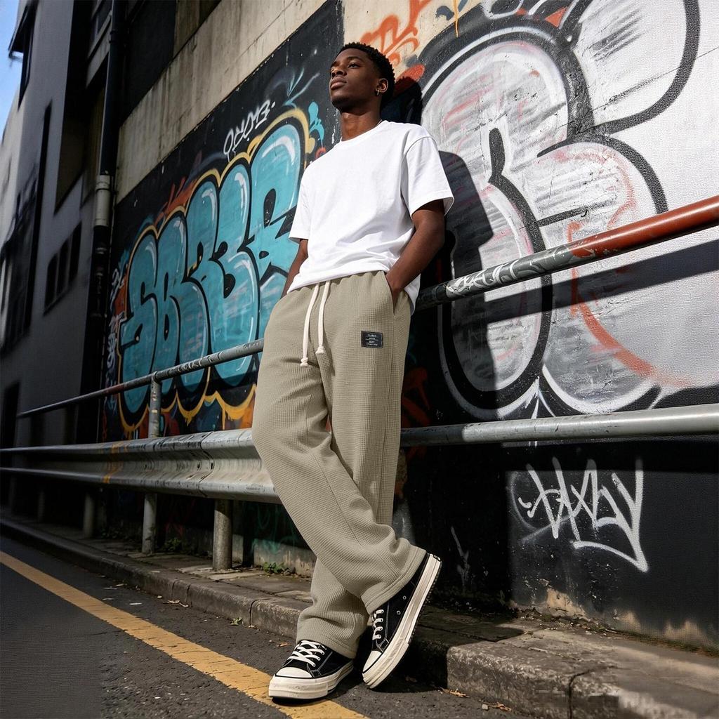Men's Knit Pants Long Length Casual Trendy Versatile Trousers for Everyday Wear