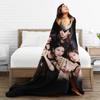 Korean Women's Group TWICE Plaid Blankets Fleece Printed Multi-function Soft Throw Blankets for Bedding Office Plush Thin Quilt