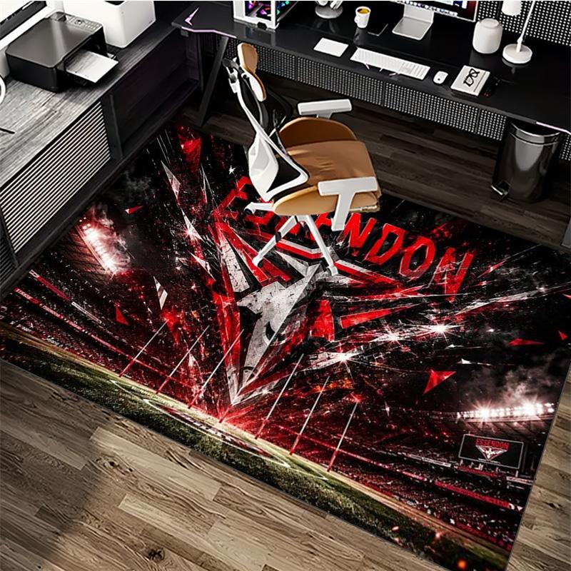 Essendon Football Club Stadium Red Flame Bomber Logo Print Area Rug Aussie Rules Football Floor Carpet Sports Fan Living Room Bedroom Home Decor Mat