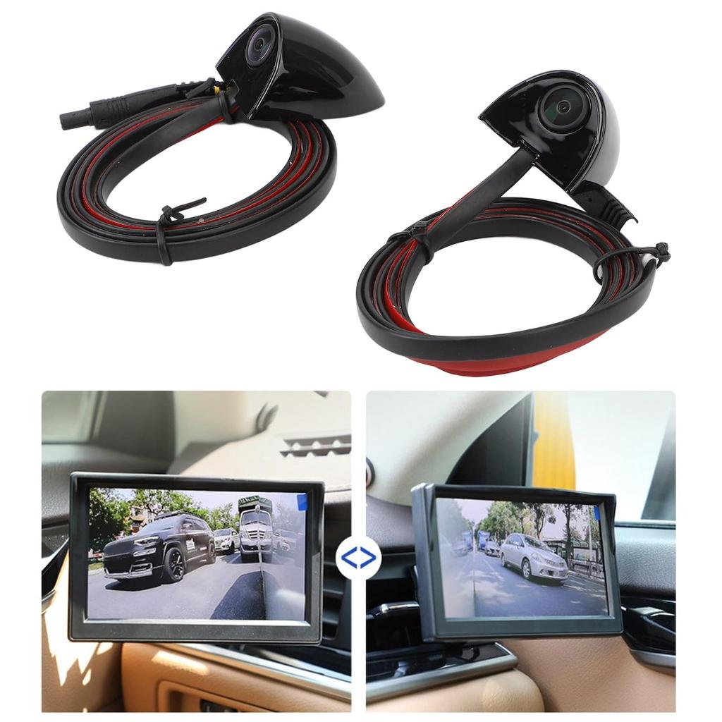 Auto Totwinkelkamera Nachtsicht-Assistenz Klebebefestigung Seitenansichtskamera Überwachungssystem für Kamera (Schwarz)