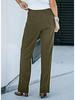 2024 Women's High-Waist Casual Straight Pants with Elastic Belt & Multiple Pockets