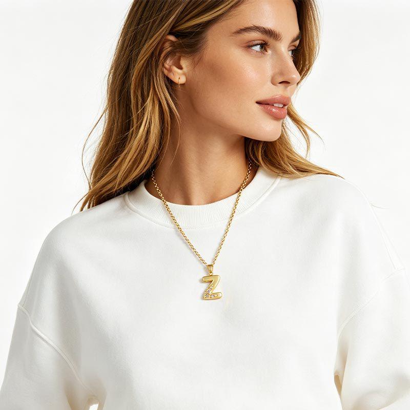 Lu District Copper Micro-Inlaid Zircon Letter Pendants - Hip Hop Clavicle Chain DIY Jewelry Accessories