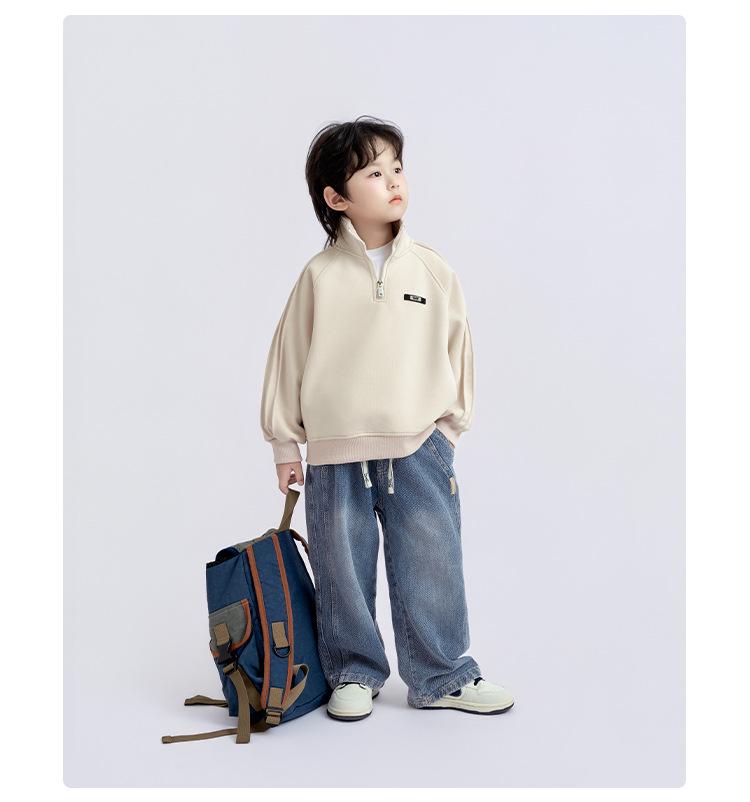 Boys' Comfortable Korean-Style Casual Half-Zip Sweatshirt - Autumn Trend Fashion