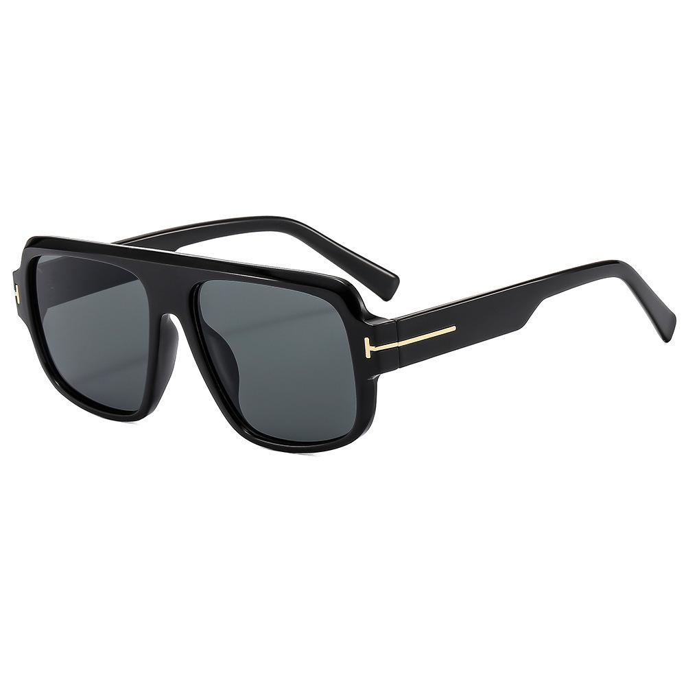 JYL TS Sunglasses T Letter Pilot Square Unisex/89256 B-7821 теплый черный