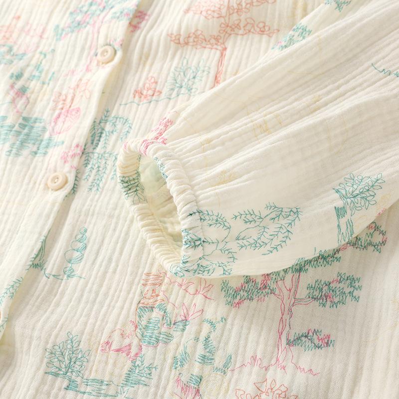 2026 New Women's Spring/Summer Pajama Set 100% Cotton Long Sleeve Long Pants Two Piece Set Large Home Clothes