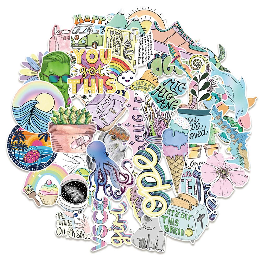 50 Happy Graffiti Stickers Suitcase Car Mobile Phone Tablet Computer Decoration Stickers Waterproof