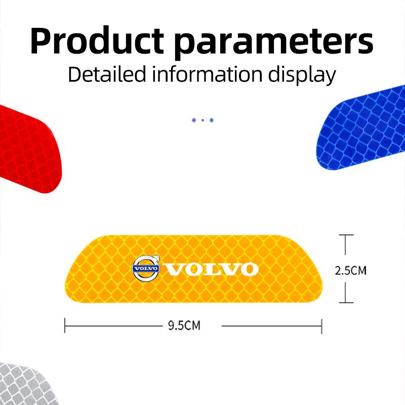 4PCS Car Door Sticker Safety Warning Reflective Mark For Volvo V60 V40 XC90 S60 C30 XC60 V50 V70 S90 XC40 S80 V90 EX90 EM90 C40