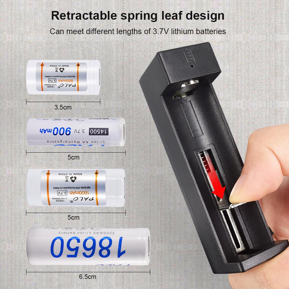 PALO 3.7V 14500 AA Li-ion Rechargeable Batteries 900mAh for LED Flashlight+charger for 14500 18650 16350 18500 Etc Battery