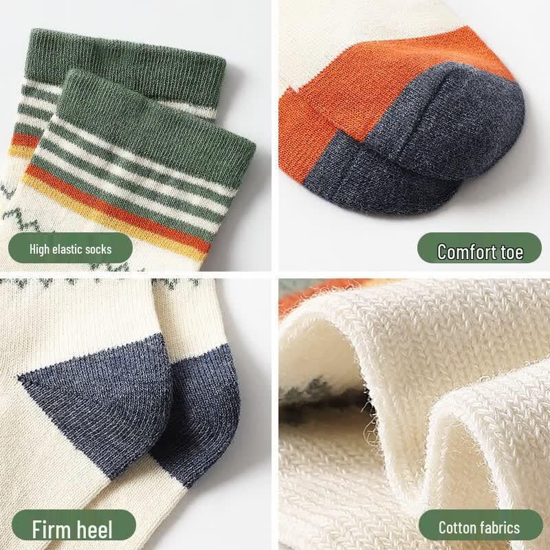 Langsha Girls' Cotton Mid-Calf Socks - 6 Pairs