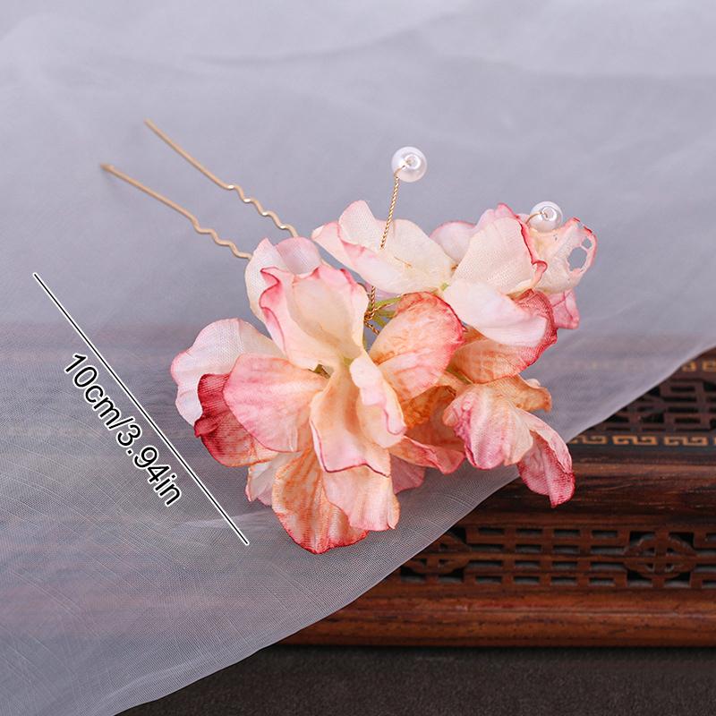 

1PC Flower Lightweight Hair Natural Accessory Handcrafted Ancient-Style Silk Silk Vintage Hairpin U-Shaped B