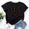 Zomer Dames Bedrukte Luipaardprint Hartvormige Losse Ronde Hals Puur Katoen Korte Mouw T-shirts Dames