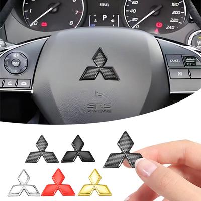 For ASX Lancer Pajero Outlander L200 EVO Lancer Pajero ABS Car Steering Wheel Center Emblem Sticker Auto Accessories