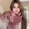 New Christmas red scarf women's winter high-end plaid imitation cashmere shawl atmosphere versatile scarf