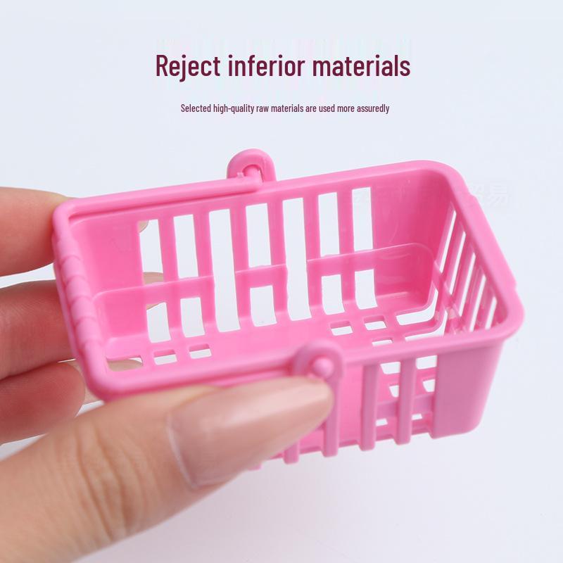 Miniature Supermarket Shopping Basket Toy - Role-Playing Doll Accessory for Kids
