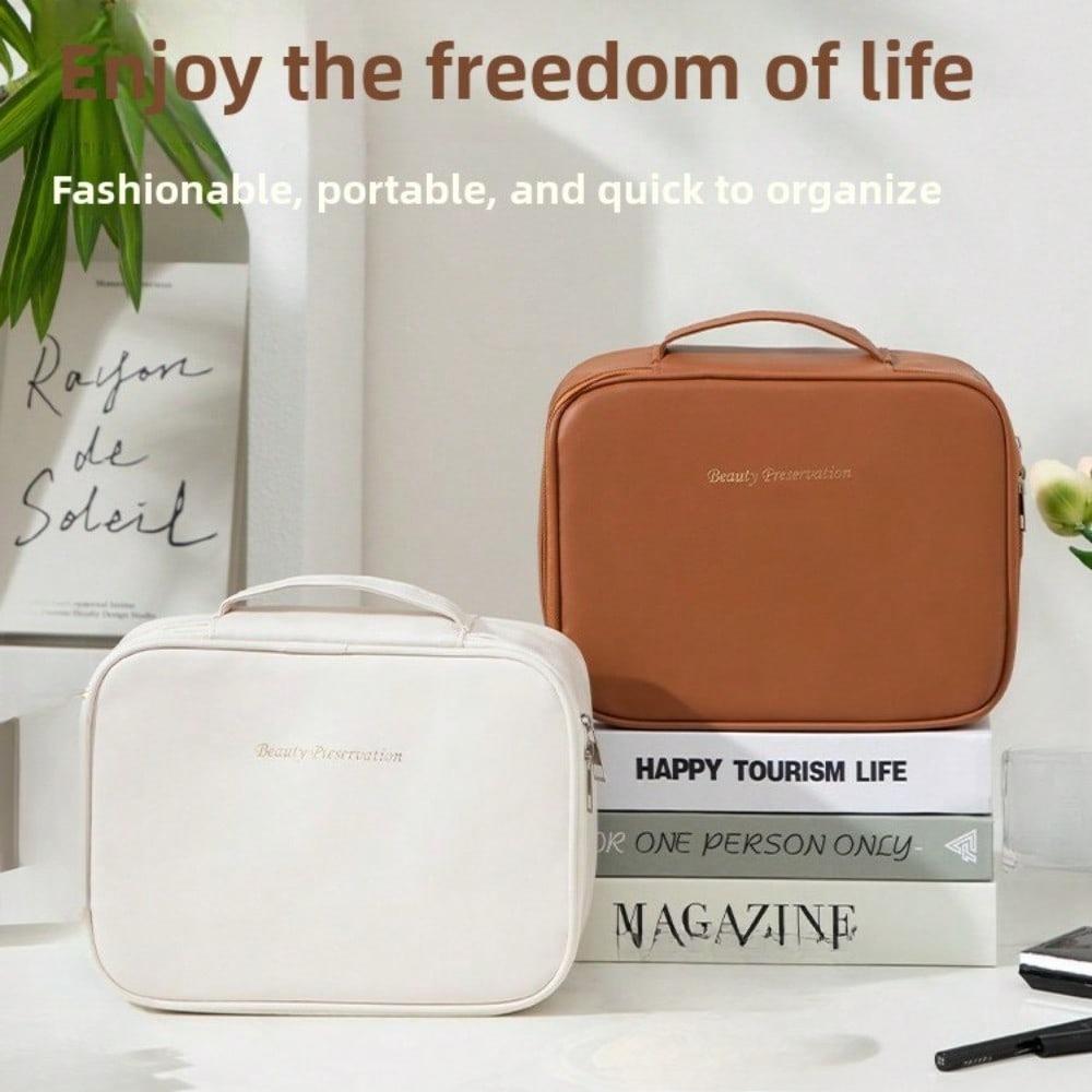 New Cosmetic Bag Large Capacity Women's Split Makeup Brush Waterproof Women's Bag Handbag Travel Storage Bag