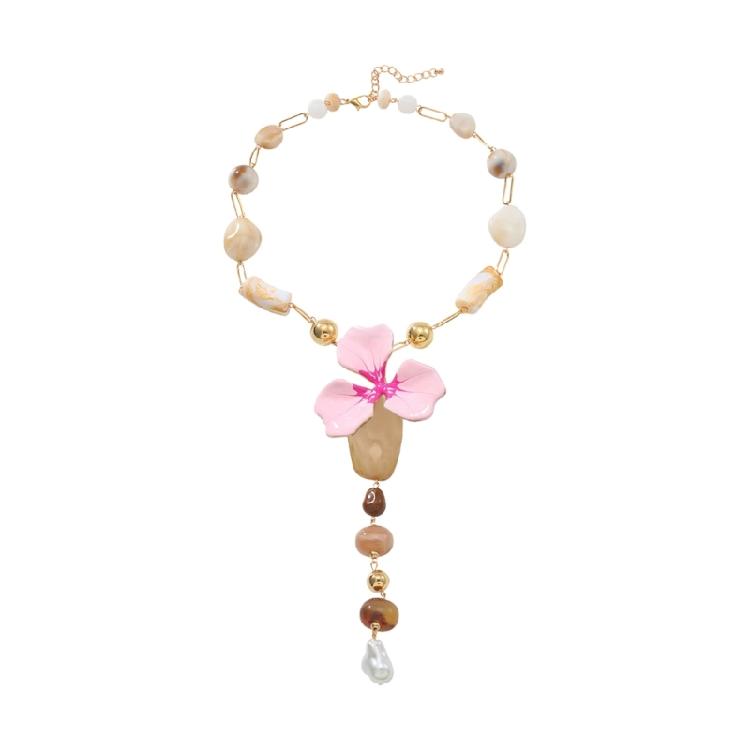 Eye Catching Overscale Floral Resin Pendant Necklace Daily Wear Neckchain Elegant Jewelry for Parties Event