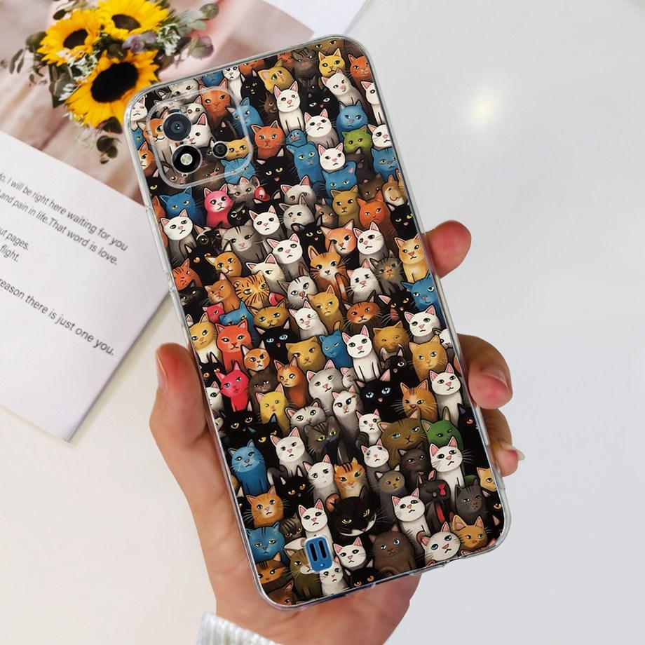 For Realme C11 2021 Clear Soft TPU Silicone Phone Back Cover For Realme RMX3231 C 11 RealmeC11 Funda Cool Dragon Cat Capa Bumper