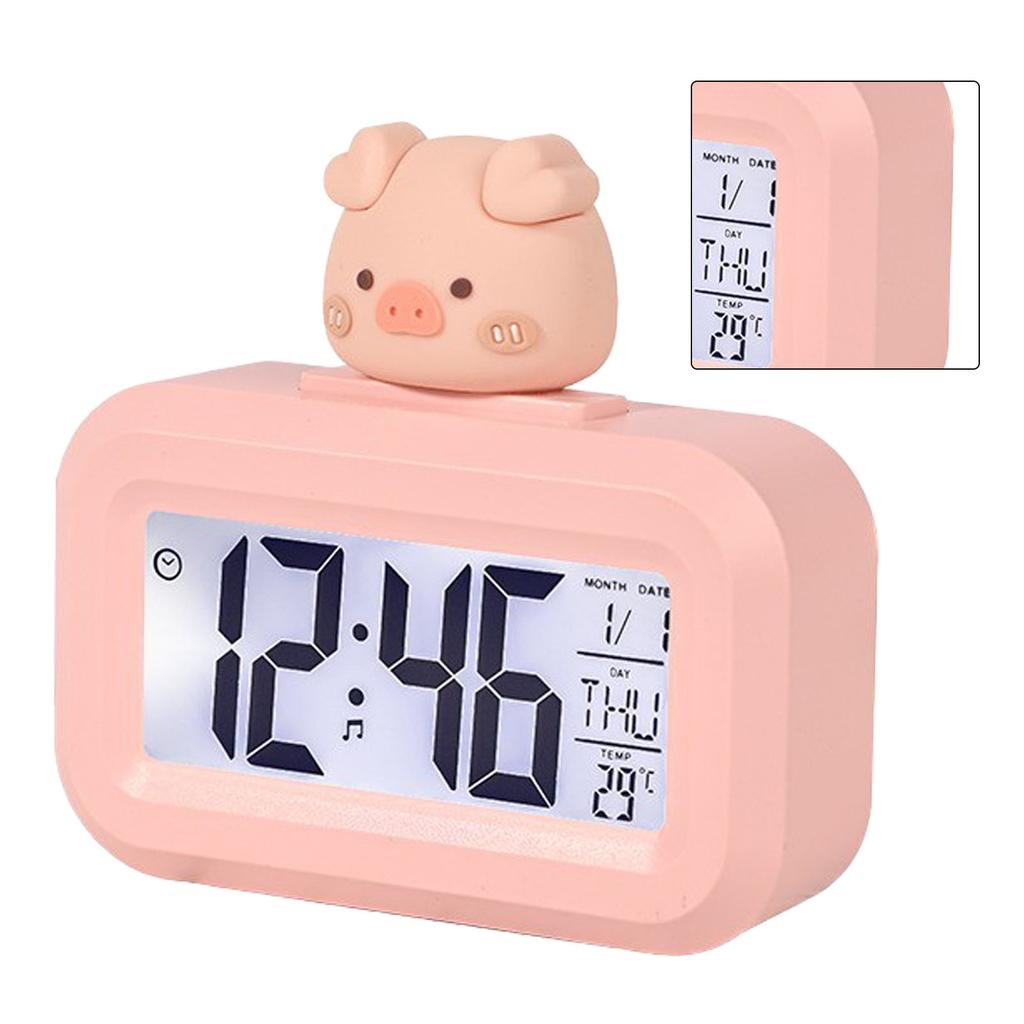 Electronic Clock Cute Cartoon LED Screen Desktop Electronic Alarm Data Time Calendar Temperature Clock