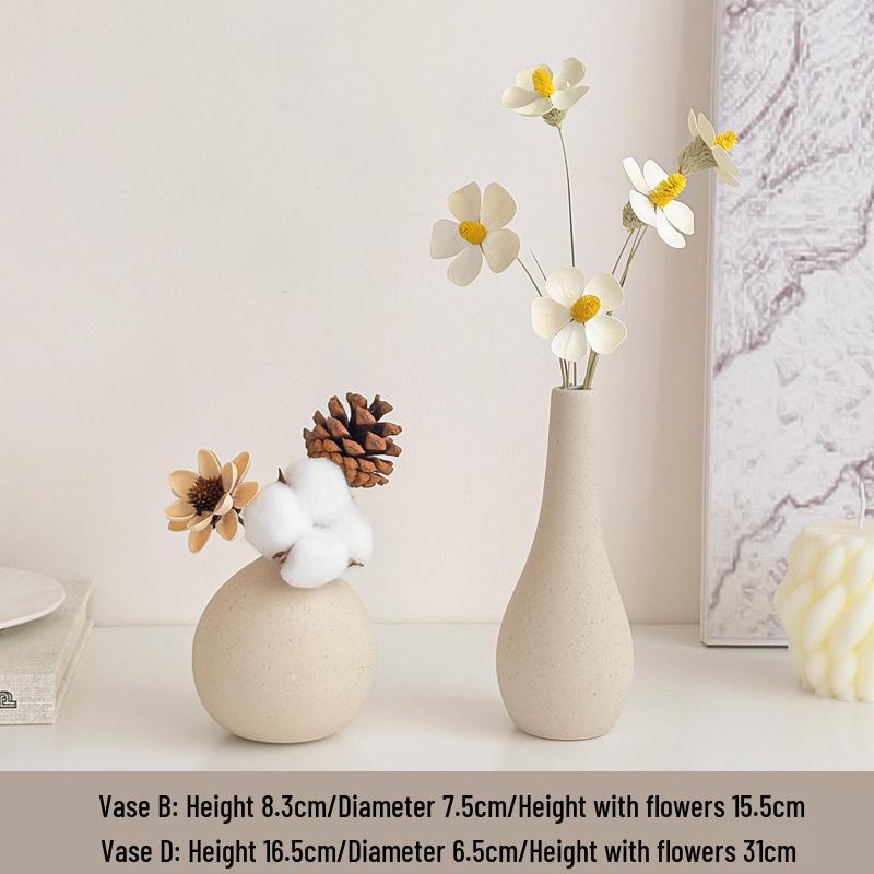 Cream Style Decorative Vases for Living Room, Bedroom, or TV Cabinet with Dried Flowers