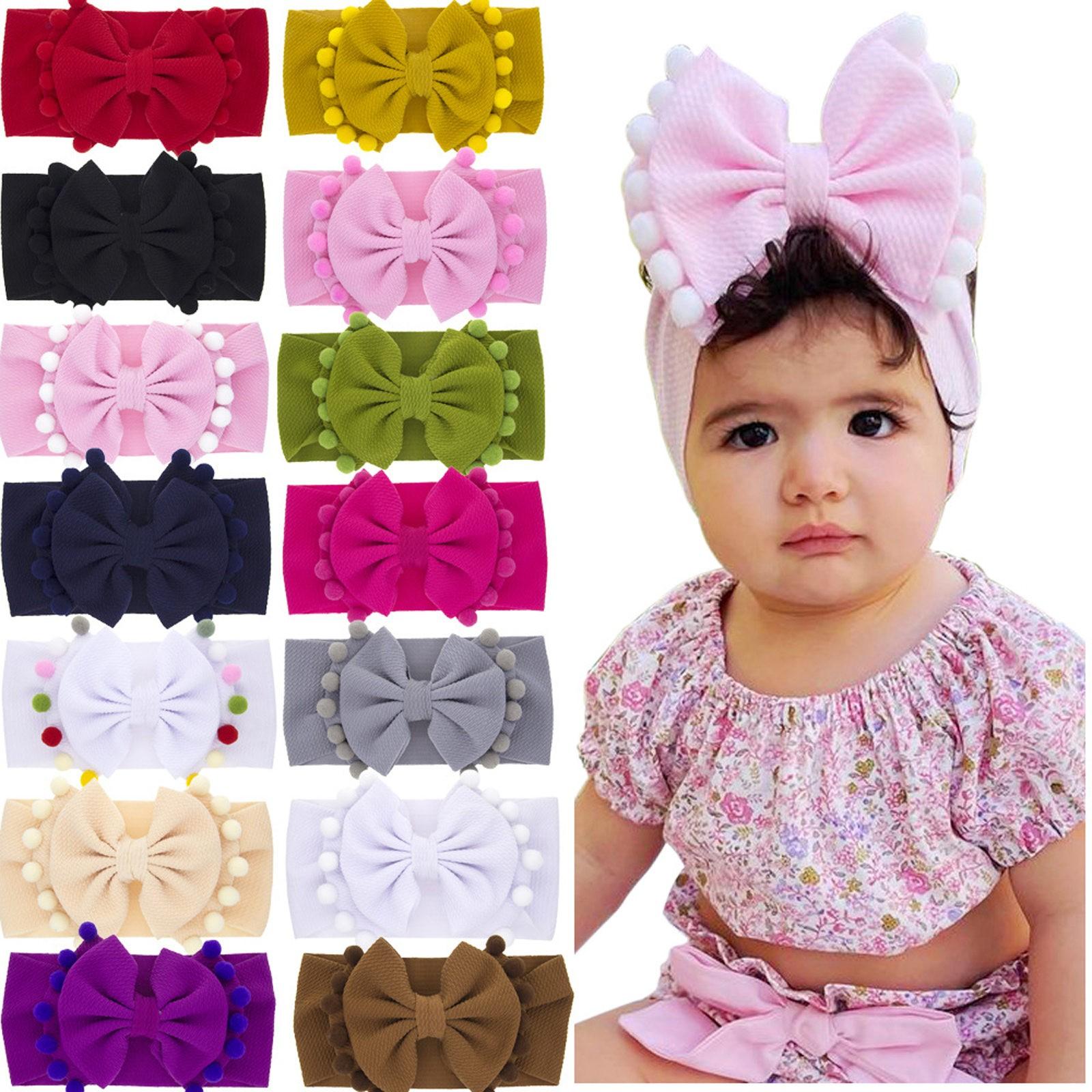 

Children s Cute Double Layer Solid Color Ball Edge Bow Headband One Size