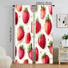 2 stuks, veelzijdige polyester transparante gordijnen voor huisdecoratie Charmante Waterverf Aardbei voor gebruik in slaapkamers en