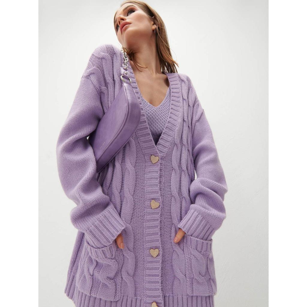 2023 Fall/Winter Trend Women New Casual Loose Knitted Loose Heart Button With Pocket Cardigan Shawls