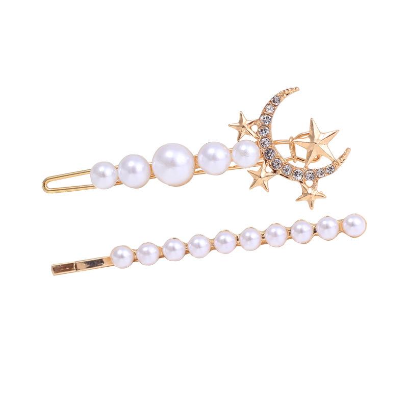 Women'S Alloy Inlaid Imitation Pearl Duck Clip Women'S Bangs Broken Hair Edge Clip Hairpin Set Hairpin Hair Accessories