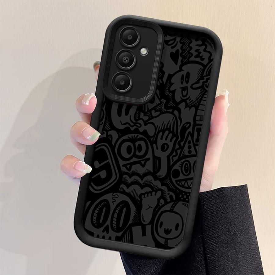 Super Cool Black Graffiti Soft Cover Phone Case for Samsung Galaxy A52 A72 A15 A35 A53 A25 A51 A54 A55 A52s A73 A71